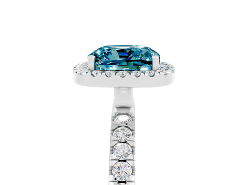 White gold Cushion Cut Halo Diamond Pave Band with Prong Setting_5
