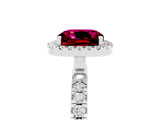 White gold Cushion Cut Halo Diamond Pave Band with Prong Setting_5