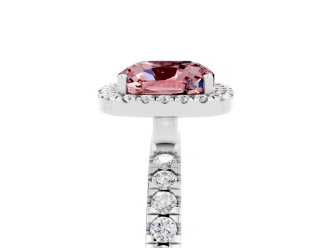White gold Cushion Cut Halo Diamond Pave Band with Prong Setting_5