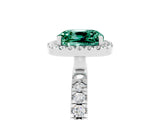 White gold Cushion Cut Halo Diamond Pave Band with Prong Setting_5