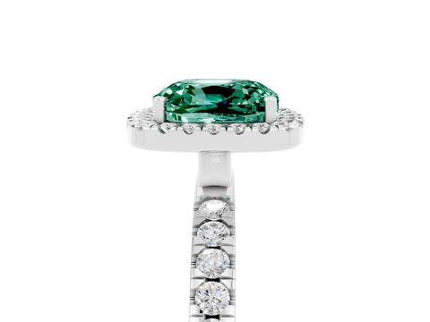 White gold Cushion Cut Halo Diamond Pave Band with Prong Setting_5