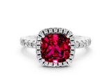 White gold Cushion Cut Halo Diamond Pave Band with Prong Setting