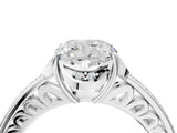 White gold Cushion Cut Halo Diamond Ring with Channel Set Band and Four-Prong Setting_54