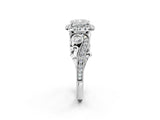 White gold Cushion Cut Halo Diamond Ring with Milgrain and Bezel Accents on a Split Shank Band_17
