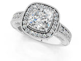 White gold Cushion Cut Halo Diamond Ring with Pavé Band and Four-Prong Setting_72