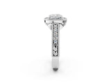 White gold Cushion Cut Halo Diamond Ring with Pavé Band and Four-Prong Setting_73