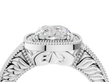 White gold Cushion Cut Halo Diamond Ring with Pavé Band and Four-Prong Setting_75