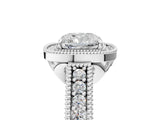 White gold Cushion Cut Halo Diamond Ring with Pavé Band and Four-Prong Setting_76