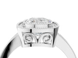 White gold Cushion Cut Halo Diamond Ring with Pavé Band and Milgrain Prong Setting_36