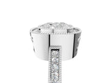 White gold Cushion Cut Halo Diamond Ring with Pavé Band and Milgrain Prong Setting_37