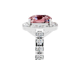 White gold Cushion Cut Halo Diamond Ring with Pavé Band and Three-Prong Setting_17