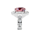 White gold Cushion Cut Halo Diamond Ring with Pavé Band and Three-Prong Setting_29