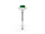 White gold Cushion Cut Halo Diamond Ring with Pavé Band and Three-Prong Setting_2