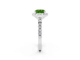 White gold Cushion Cut Halo Diamond Ring with Pavé Band and Three-Prong Setting_2