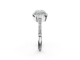 White gold Cushion Cut Halo Diamond Ring with Pave Band and Four-Prong Setting_51