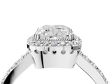 White gold Cushion Cut Halo Diamond Ring with Pave Band and Four-Prong Setting_53
