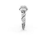 White gold Cushion Cut Halo Diamond Ring with Scrollwork Band and Four-Prong Setting_59