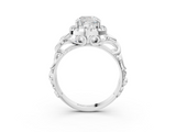 White gold Cushion Cut Halo Diamond Ring with Scrollwork Band and Four-Prong Setting_60