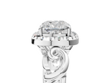 White gold Cushion Cut Halo Diamond Ring with Scrollwork Band and Four-Prong Setting_62