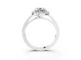 White gold Cushion Cut Halo Diamond Ring with Solitaire Band and Prong Setting_10
