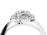 White gold Cushion Cut Halo Diamond Ring with Solitaire Band and Prong Setting_11