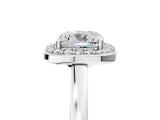 White gold Cushion Cut Halo Diamond Ring with Solitaire Band and Prong Setting_12