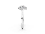 White gold Cushion Cut Halo Diamond Ring with Solitaire Band and Prong Setting_9