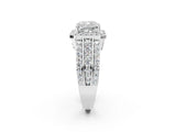 White gold Cushion Cut Halo Diamond Ring with Split Shank and Four-Prong Setting_230