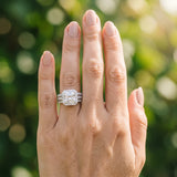 White gold Cushion Cut Halo Diamond Ring with Split Shank and Four-Prong Setting_248