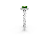 White gold Cushion Cut Halo Diamond Solitaire with Filigree Band and Four-Prong Setting_2