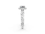 White gold Cushion Cut Halo Diamond Solitaire with Filigree Band and Four-Prong Setting_2