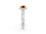White gold Cushion Cut Halo Diamond Solitaire with Filigree Band and Four-Prong Setting_2