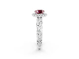 White gold Cushion Cut Halo Diamond Solitaire with Filigree Band and Four-Prong Setting_2