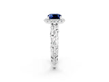 White gold Cushion Cut Halo Diamond Solitaire with Filigree Band and Four-Prong Setting_2