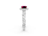 White gold Cushion Cut Halo Diamond Solitaire with Filigree Band and Four-Prong Setting_2