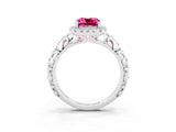 White gold Cushion Cut Halo Diamond Solitaire with Filigree Band and Four-Prong Setting_3