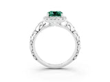 White gold Cushion Cut Halo Diamond Solitaire with Filigree Band and Four-Prong Setting_3