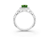 White gold Cushion Cut Halo Diamond Solitaire with Filigree Band and Four-Prong Setting_3