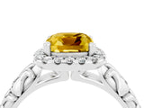 White gold Cushion Cut Halo Diamond Solitaire with Filigree Band and Four-Prong Setting_4