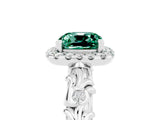 White gold Cushion Cut Halo Diamond Solitaire with Filigree Band and Four-Prong Setting_5