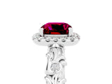 White gold Cushion Cut Halo Diamond Solitaire with Filigree Band and Four-Prong Setting_5