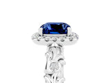 White gold Cushion Cut Halo Diamond Solitaire with Filigree Band and Four-Prong Setting_5