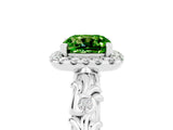 White gold Cushion Cut Halo Diamond Solitaire with Filigree Band and Four-Prong Setting_5