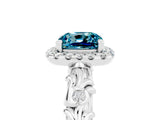 White gold Cushion Cut Halo Diamond Solitaire with Filigree Band and Four-Prong Setting_5