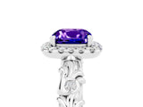 White gold Cushion Cut Halo Diamond Solitaire with Filigree Band and Four-Prong Setting_5