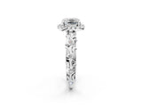 White gold Cushion Cut Halo Diamond Solitaire with Filigree Band and Four-Prong Setting_9