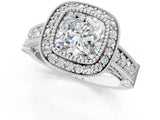 White gold Cushion Cut Halo Diamond Split Shank Pave Ring_147