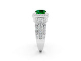 White gold Cushion Cut Halo Emerald Ring with Split Shank and Four-Prong Setting_2