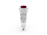 White gold Cushion Cut Halo Garnet Ring with Split Shank and Four-Prong Setting_2