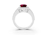 White gold Cushion Cut Halo Garnet Ring with Split Shank and Four-Prong Setting_3